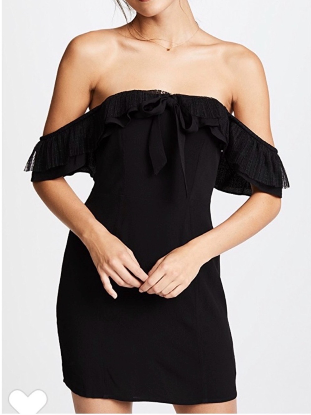 For Love & Lemons Claire Off the Shoulder Mini Black Cocktail Dress